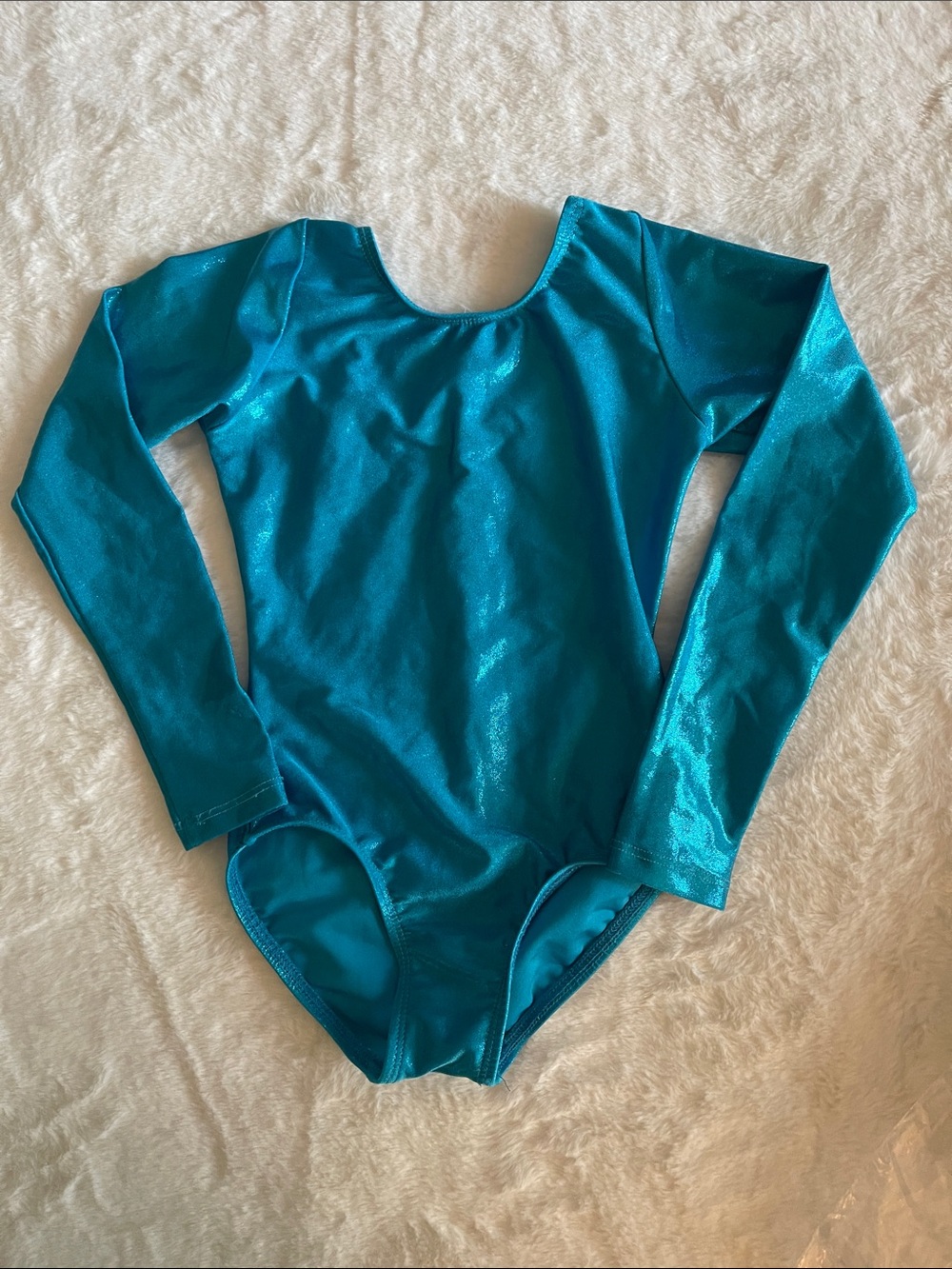 Shimmery Teal Long Sleeve Leotard SZ 6-7  NWOT